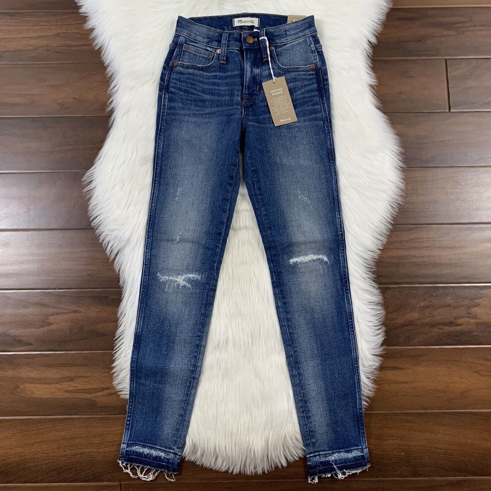 Madewell Womens Size 23 York Wash 9" High Rise Distress Skinny Denim Jeans K1868
